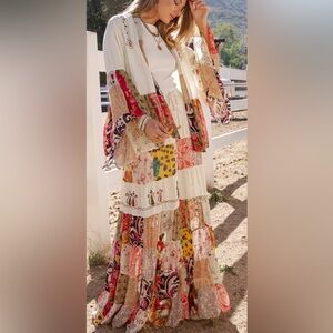 Elegant Boho Frill Shrug & Patchwork Pant Set 🌟